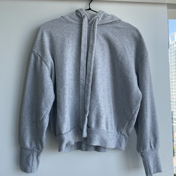 Express Tops - Express Oversized Grey Drawstring Hoodie